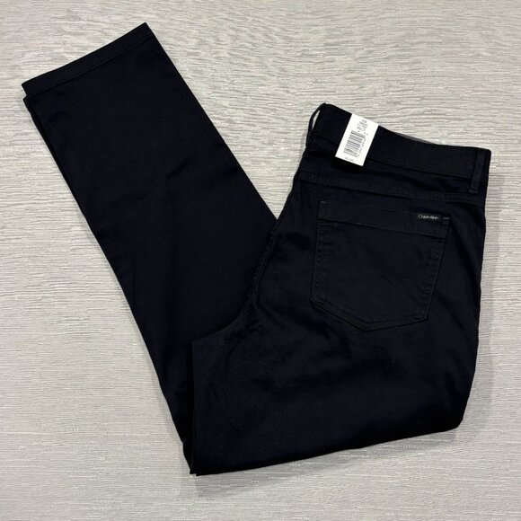 Calvin Klein Chino Pants Mens 36 x 30 Black Slim Fit Straight Leg Flex Waist - Picture 5 of 16